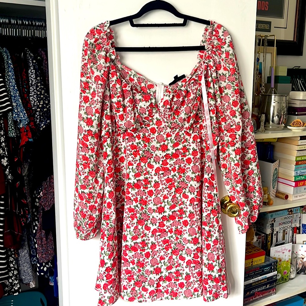 Floral long sleeve short dress sundress